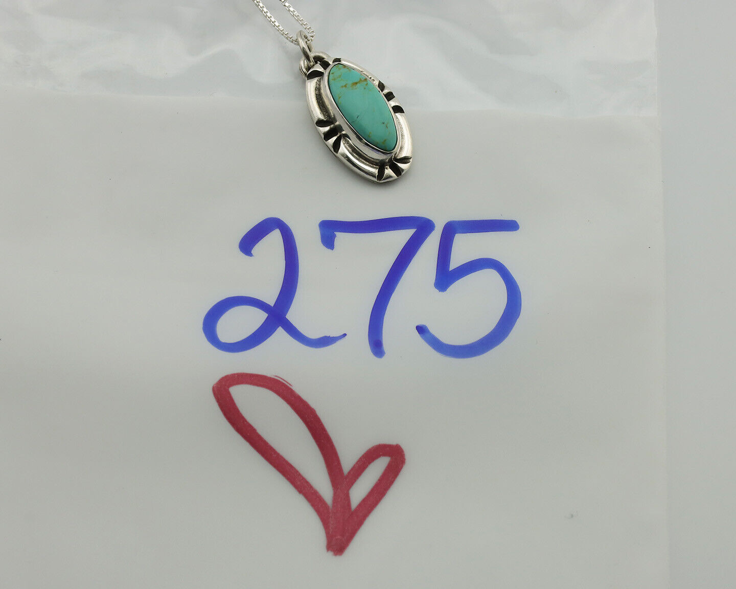 Navajo Necklace .925 Silver Arizona Turquoise Signed Gecko C.1980's