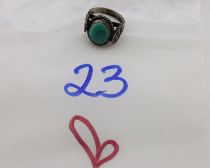 Navajo Ring .925 Silver Kingman Turquoise Artist Signed FA C.80's