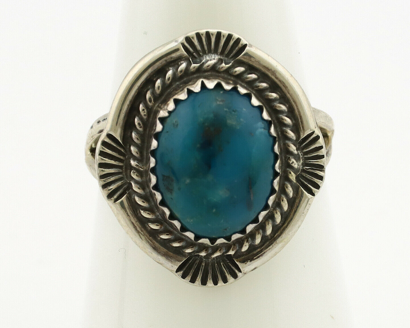 Navajo Ring .925 Silver Blue Southwest Turquoise Native Artist C.1980's