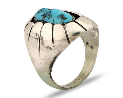 Navajo Ring 925 Silver Blue Sleeping Beauty Turquoise Artist Signed P C.80's