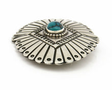 Navajo Handmade Brooch Pin .925 Sterling Silver Turquoise Artist Reeves C.1990