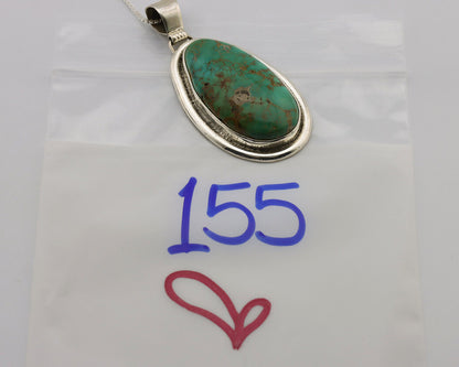 Navajo Necklace .925 Silver Kingman Turquoise Signed Native C.1980's