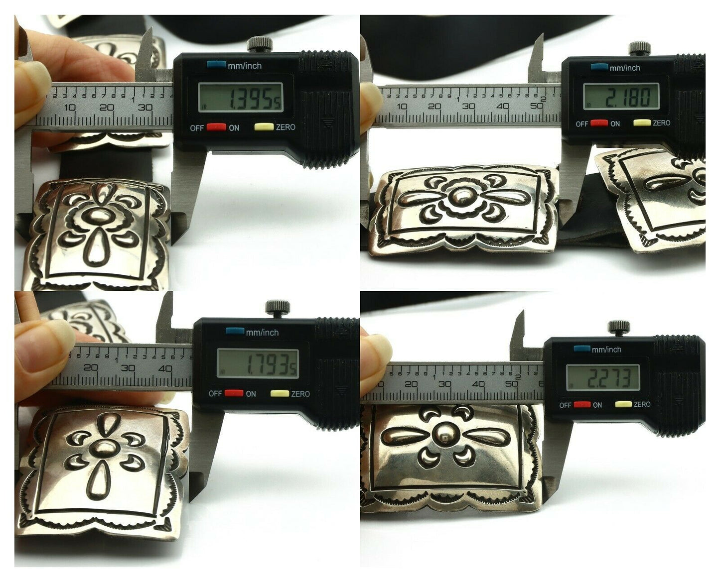 Navajo Concho Belt .925 Silver Hand Stamped Signed Native American C.80's