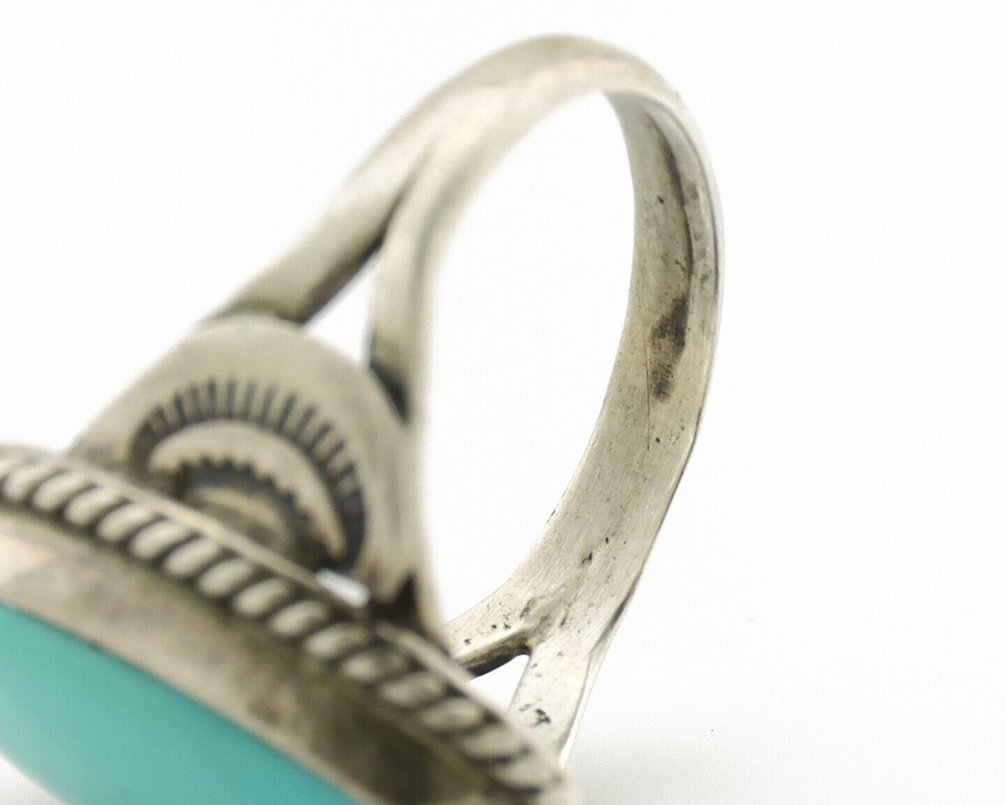 Navajo Ring .925 Silver Blue Turquoise Native American Artist C.1980s