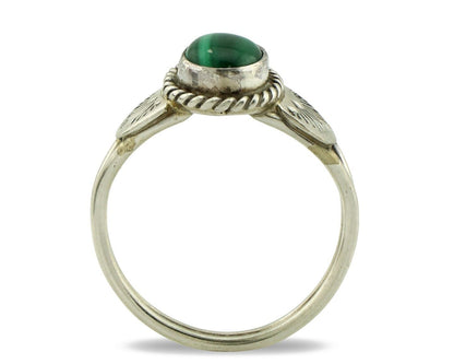 Navajo Ring 925 Silver Natural Mined Malachite Native American Artist C.80's