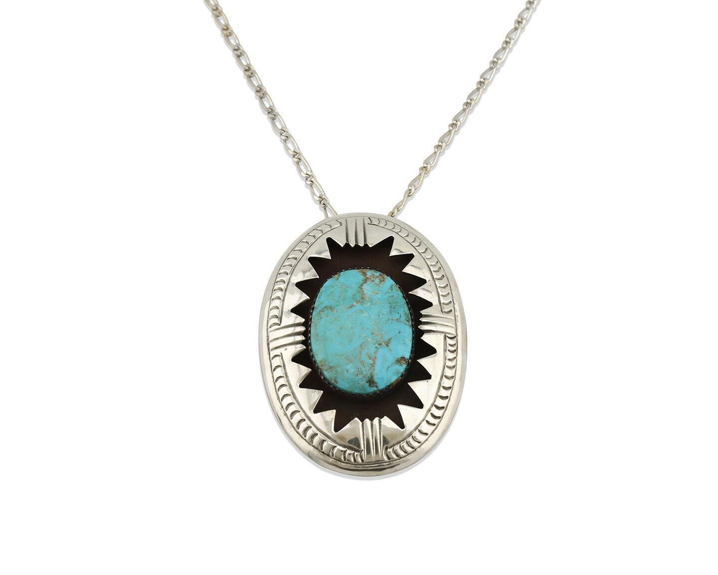 Navajo Pendant .925 Silver Morenci Turquoise Native American C.80's