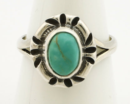 Navajo Ring .925 Silver Kingman Turquoise Artist Signed Gecko C.90's