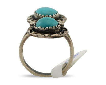 Navajo Ring .925 Silver Manassas Turquoise Native American Artist C.80's