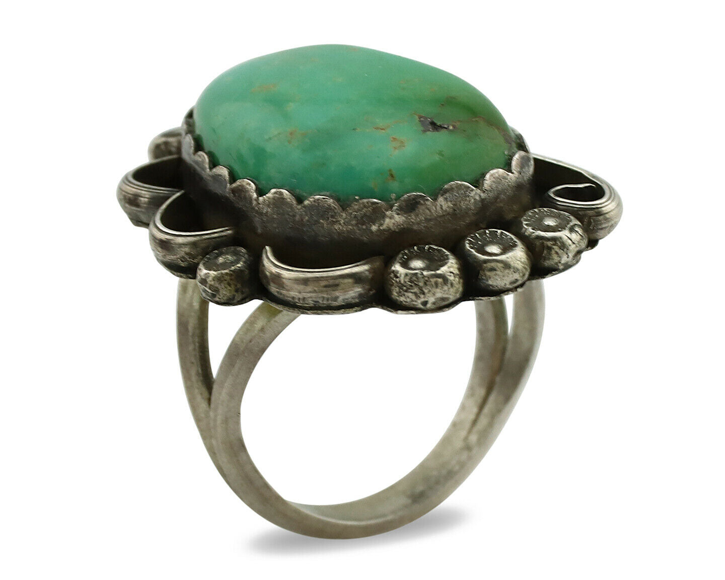 Navajo Ring .925 Silver Royston Turquoise Artist Signed R C.1980's