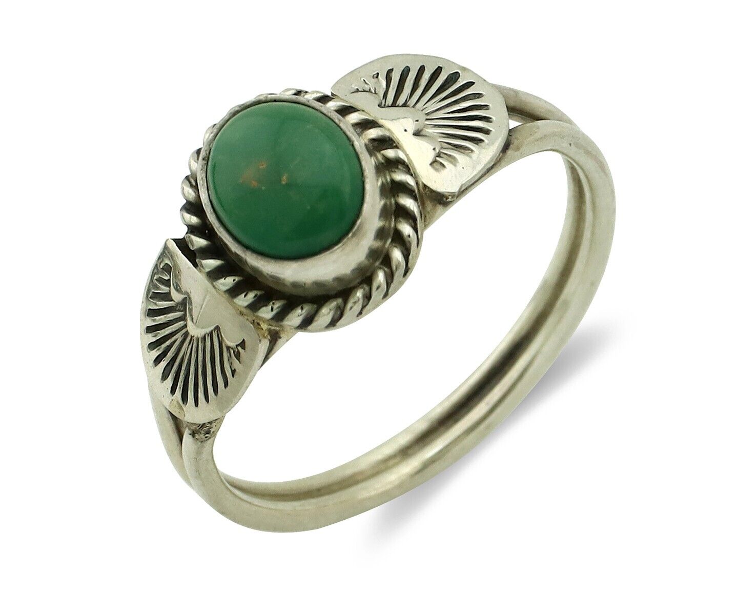 Navajo Ring 925 Silver Natural Green Turquoise Native Artist C.80's