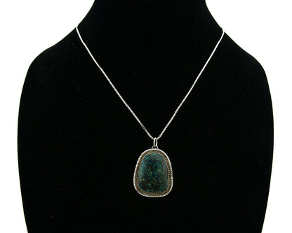 Navajo Necklace .925 Silver Black Turquoise Artist C.80's