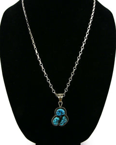 Navajo Necklace .925 Silver Morenci Turquoise Signed Artist Tony Guerro C.80's