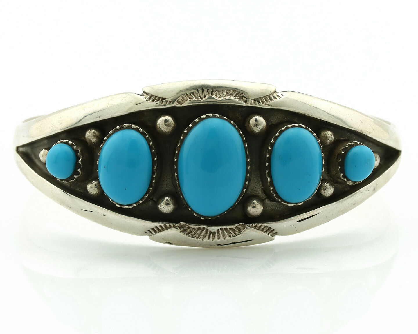 Navajo Bracelet .925 Silver Blue Turquoise Native American C.80's