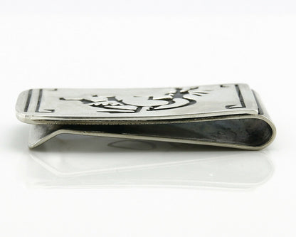 Navajo Money Clip .925 Silver & Nickle Hand Stamped Artist Native C.80's-90's