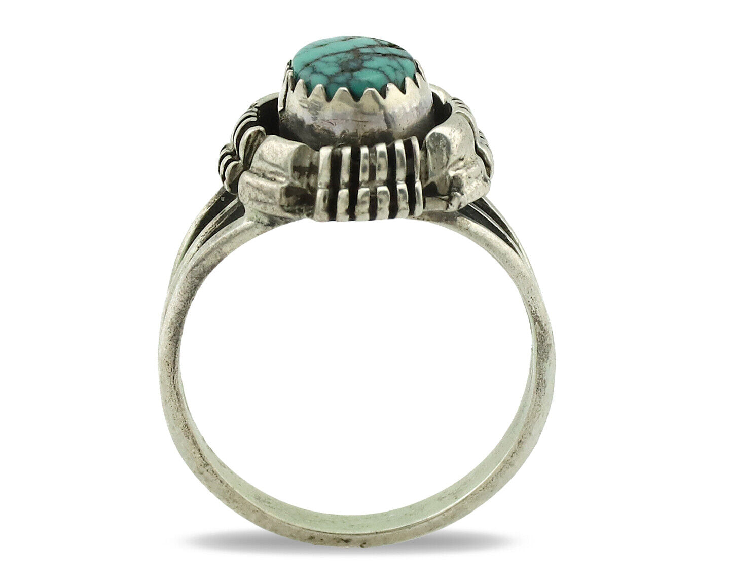 Navajo Ring .925 Silver Sleeping Beauty Turquoise Signed TLW C.80's