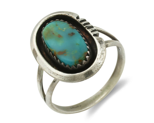 Navajo Ring .925 Silver Arizona Turquoise Native American Artist Handmade C.80's