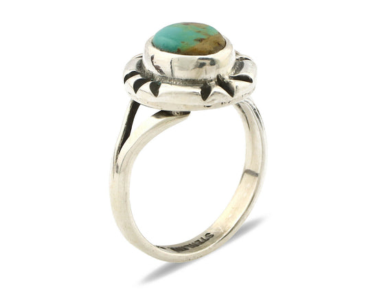 Navajo Ring .925 Silver Kingman Turquoise Artist Signed Gecko C.90's