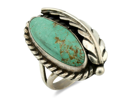 Navajo Ring .925 Silver Turquoise Mountain Signed Artist Apache C.80's