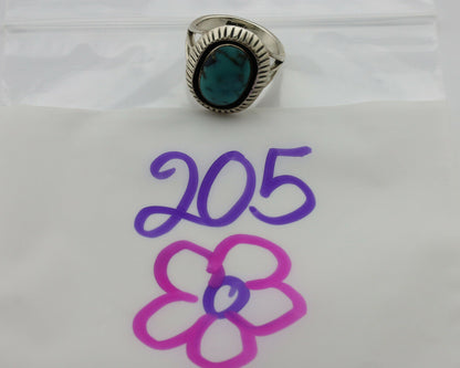 Navajo Ring .925 Silver Blue Southwest Turquoise Signed WR C.80's