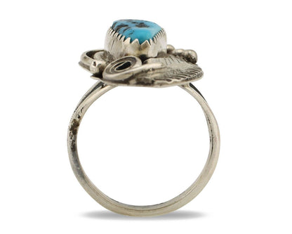 Navajo Ring 925 Silver Sleeping Beauty Turquoise Signed Justin Morris C.80's