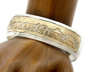 Navajo Bracelet .925 Silver & 12k Gold Filled Signed Artist Tom & Sylvia Kee