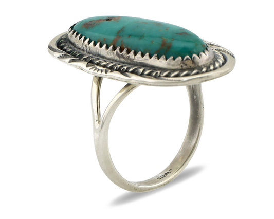 Navajo Ring 925 Silver Natural Blue Turquoise Native American Artist C.1980's