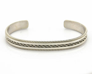 Navajo Bracelet .925 Silver Handmade Cuff Artist Signed TAHE C.80's