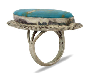 Navajo Ring 925 Silver Spiderweb Blue Turquoise Artist Signed Billy Eagle C.80s