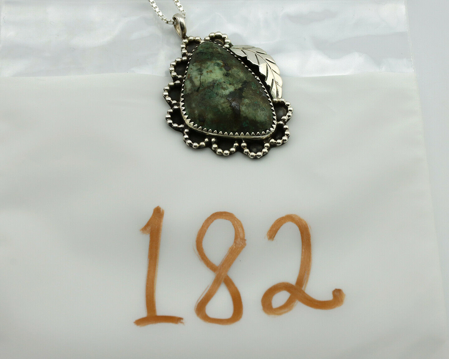 Navajo Necklace .925 Silver Variscite Signed JR C.1980's