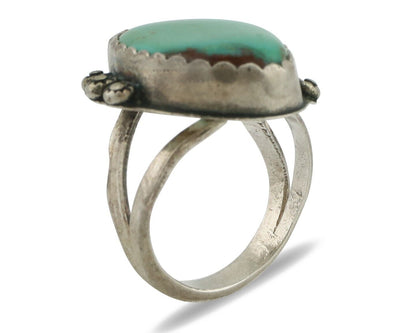 Navajo Ring .925 Silver Aqua Turquoise Native American Artist C.80's