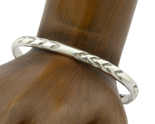 Navajo Bracelet .925 Silver Hand Stamped Arrow Head Artist I Montoya C.80's