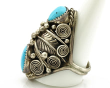 Navajo Ring .925 Silver Sleeping Beauty Turquoise Signed JM C.1980's