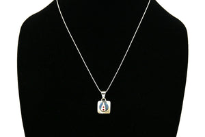 Women's Zuni Necklace .925 Silver Inlaid Gemstones Signed Cathy A.B.