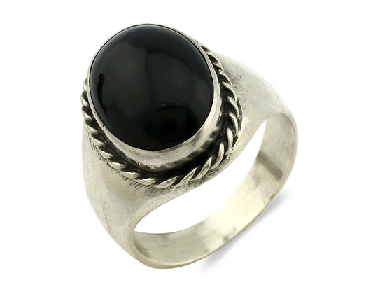 Navajo Ring .925 Silver Handmade Black Onyx Native American Artist C.80's