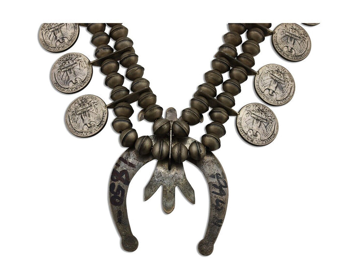 Navajo Coin Quarter Necklace 925 Silver Hand Stamped Native American A ...