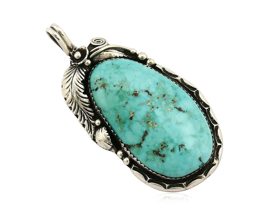 Navajo Pendant .925 Silver Kingman Turquoise Signed Artist Tom Willeto C.80's