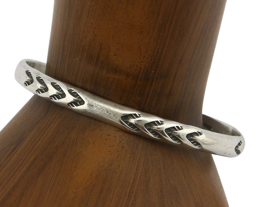 Navajo Bracelet .925 Silver Hand Stamped Arrow Head Artist Montoya C.80's