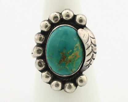 Navajo Ring .925 Silver Blue Gem Turquoise Native American Artist C.80's