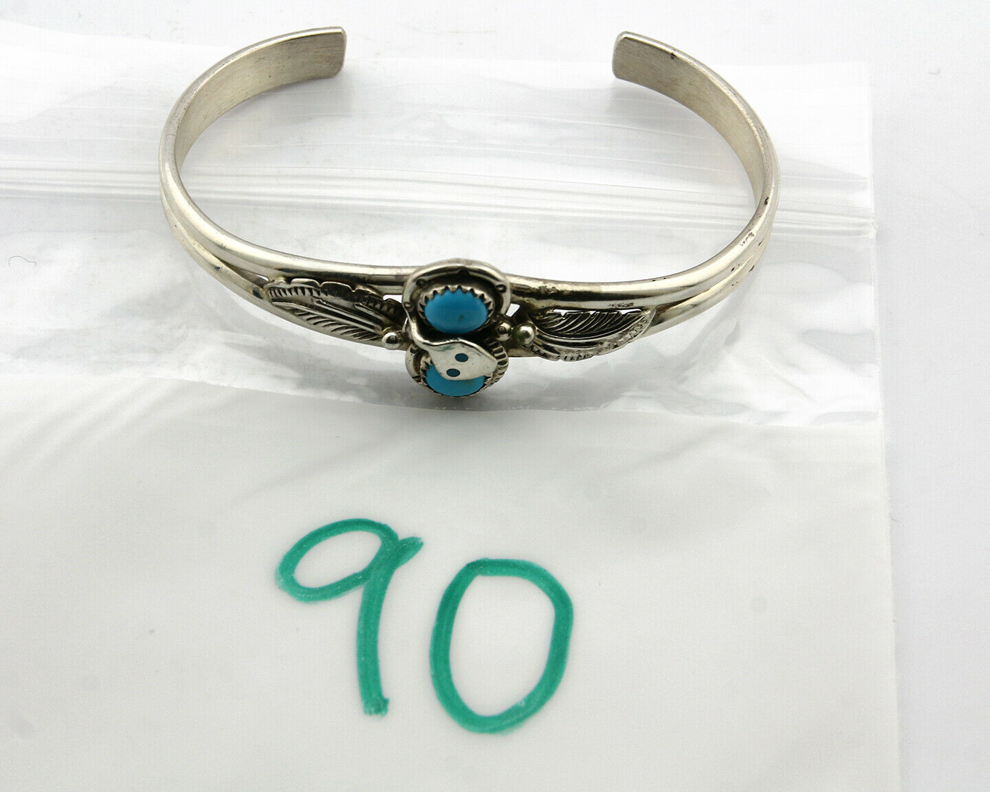 Navajo Bracelet .925 Silver Sleeping Beauty Turquoise Native C.80's