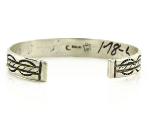 Navajo Bracelet .925 Silver Handmade Hand Stamped Signed Artist C Montoya C.80s