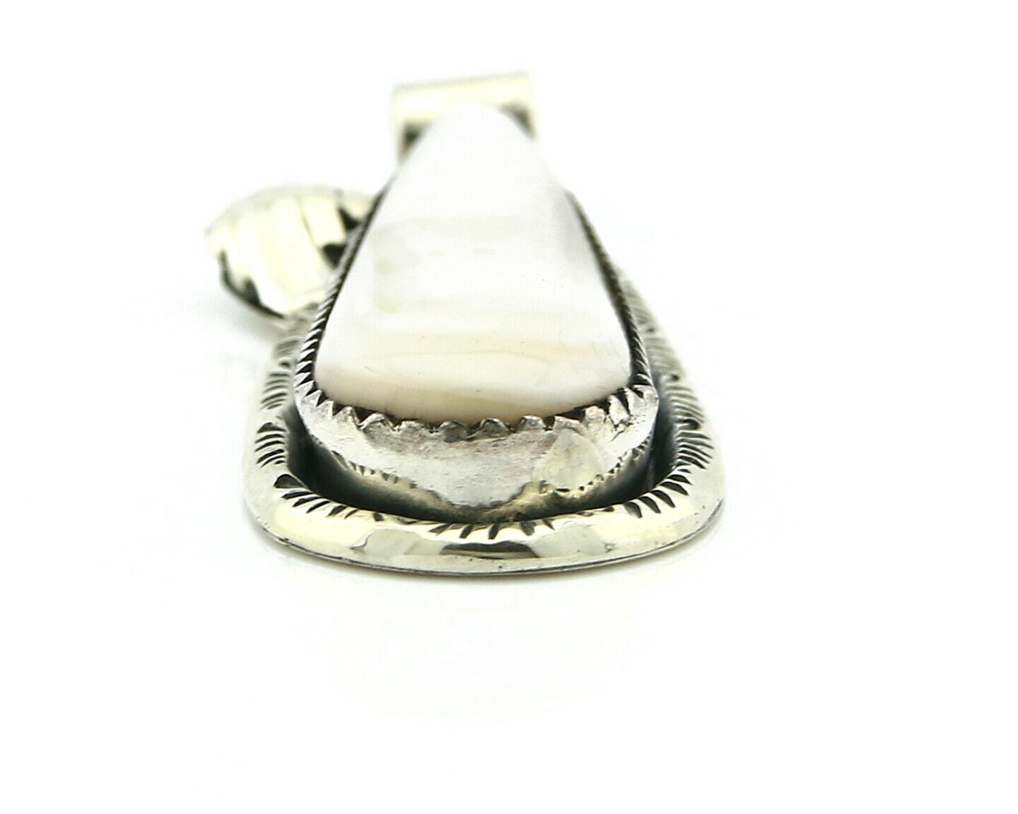 Navajo Pendant .925 Silver Real Natural Pink Mussel Signed Yazzie C.80's