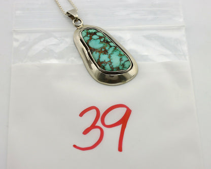 Navajo Necklace .925 Silver Kingman Turquoise Signed C Montoya C.1980's