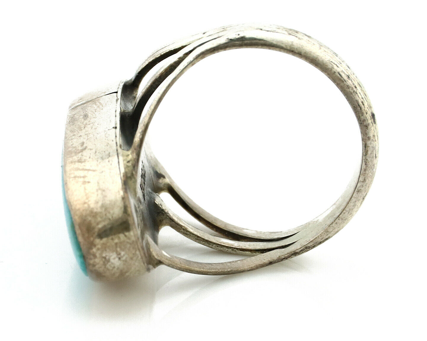 Navajo Ring .925 Silver Nevada Turquoise Native American Artist C.80's