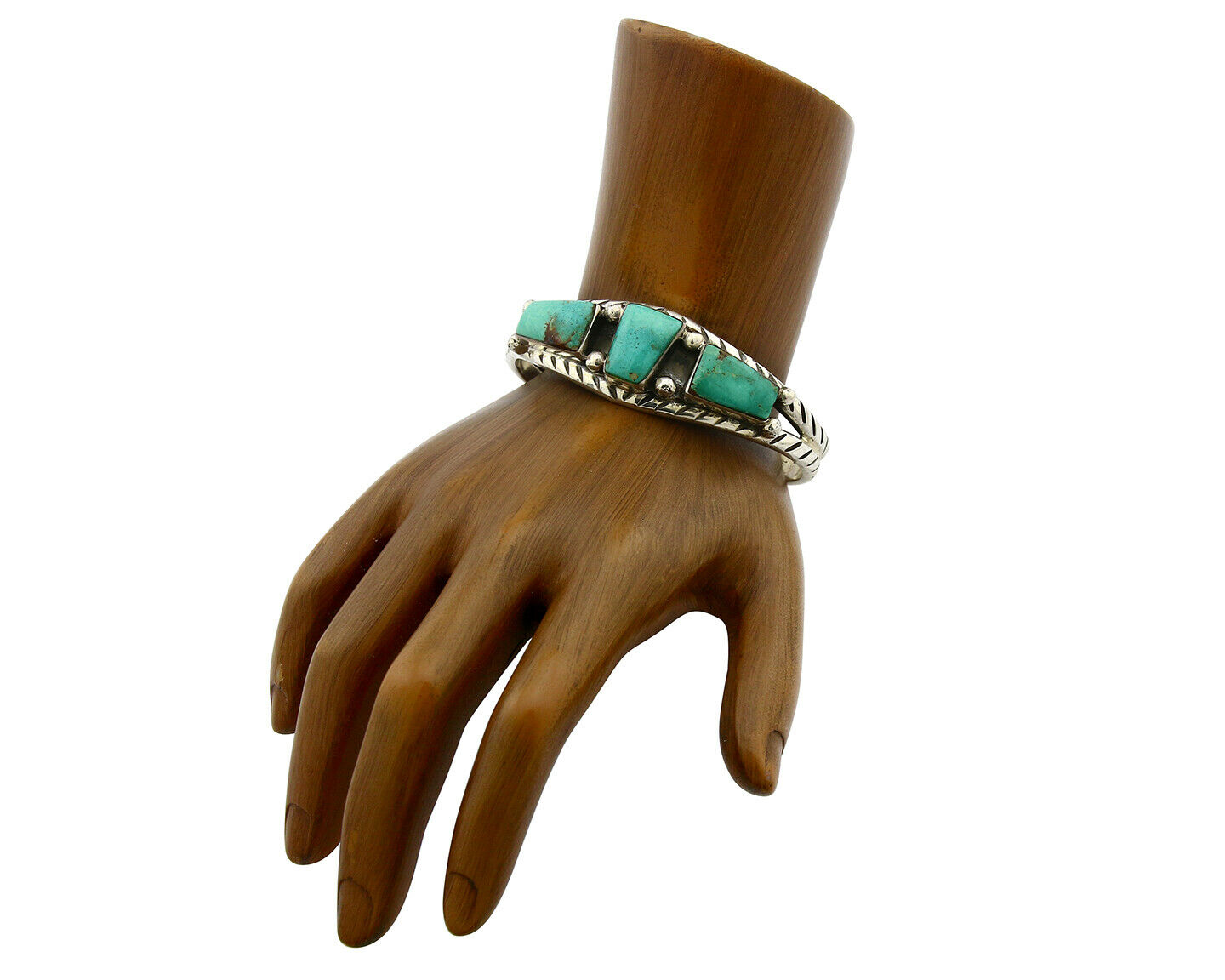 Navajo Turquoise Bracelet .925 Silver Handmade Signed Artist RC C.80's