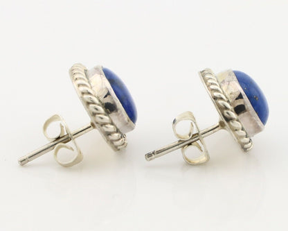 Navajo Earrings 925 Silver Natural Mined Lapis Native American Artist C80s