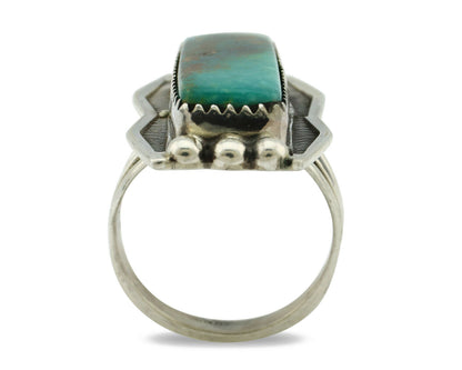 Navajo Ring .925 Silver Natural Aqua Turquoise Artist Signed S C.80's