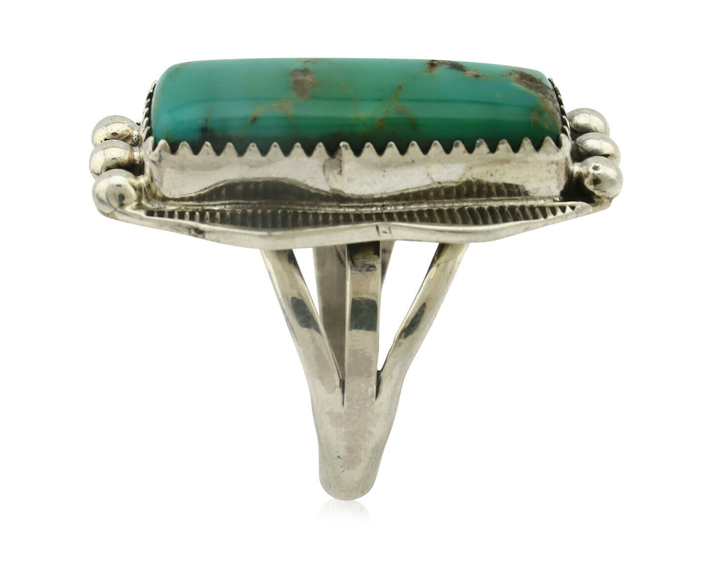 Navajo Ring .925 Silver Natural Aqua Turquoise Artist Signed S C.80's