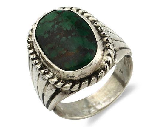 Navajo Ring .925 Silver Green Turquoise Artist Signed C. Montoya C.80's