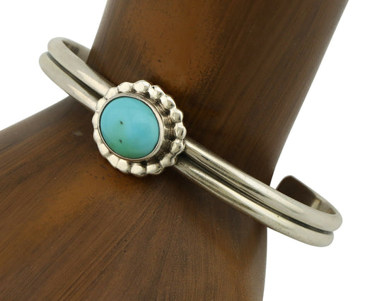 Navajo Bracelet .925 Silver Sleeping Beauty Turquoise Native American C.90's