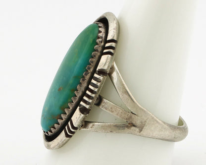Navajo Ring .925 Silver Aqua Turquoise Native American Artist C.1980's